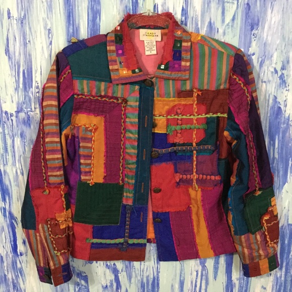 Sandy Starkman Jackets & Blazers - Sandy Starkman Art to Wear Patchwork Silk Jacket